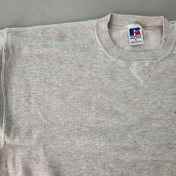 Vintage 90s Russell Gray Graphic Streetwear Boxy Crewneck Sweatshirt XL - Picture 5 of 11